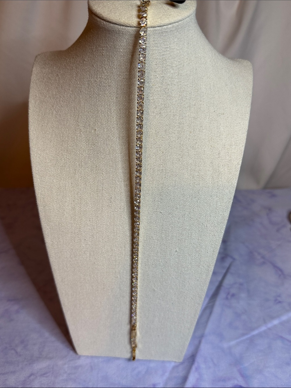 Gold Rhinestone Tennis Ankle Bracelet
